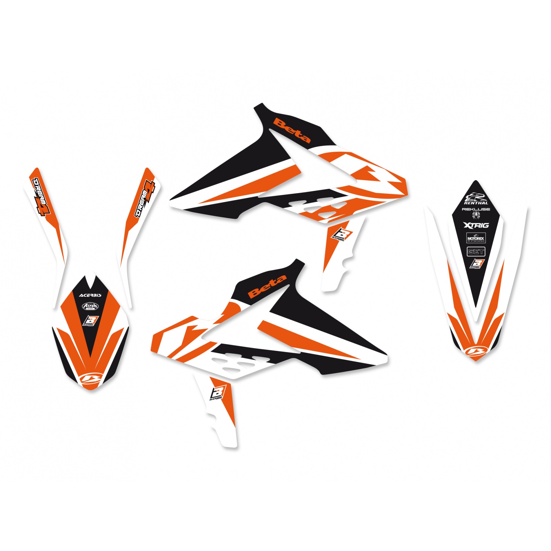 KIT DECO DREAM 4 BETA ENDURO RR 2013-17 BLACKBIRD RACING BETA RR 2T,4T - KIT DÃ‰CO DREAM 4 BLACKBIRD - MODÃˆLES 2013-17 origine AZMOTORS -DISPO