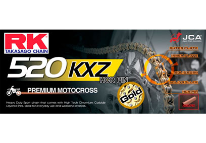 CHAINE 520 CHAINE GOLD MOTOCROSS SUPER RENFORCEE 114 MAILLONS avec Attache Rapide. CHAINE RK GB520KXZ CHAINE 520 CHAINE GOLD MOTOCROSS SUPER RENFORCEE 114 MAILLONS avec Attache Rapide. CHAINE RK GB520KXZ origine AZMOTORS -DISPO
