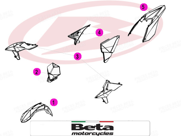 KIT CARENAGES BLANC ORIGINE BETA RR2T 125/200/250/300, RR4T 350/390/430/480 (2018-2019) KIT CARENAGES BLANC ORIGINE RR2T 125/200/250/300 XTRAINER, RR4T 350/390/430/480 (2018-2019) origine BETA -DISPO