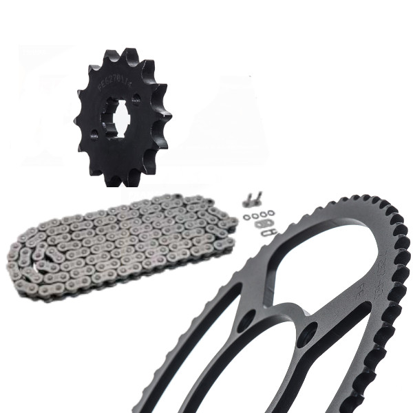 KIT CHAINE ACIER RR 125 4T (ADAPTABLE) 14X63/428KRO (QUALITE O RING.RENFORCEE) KIT CHAINE ACIER RR 125 4T (ADAPTABLE) 14X63/428KRO (QUALITE O RING.RENFORCEE)avec Attache Rapide. origine BETA -DISPO