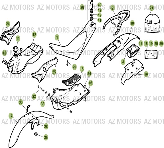 Carenages Reservoir Selle AZMOTORS PiÃ¨ces ALP 125cc [2007]