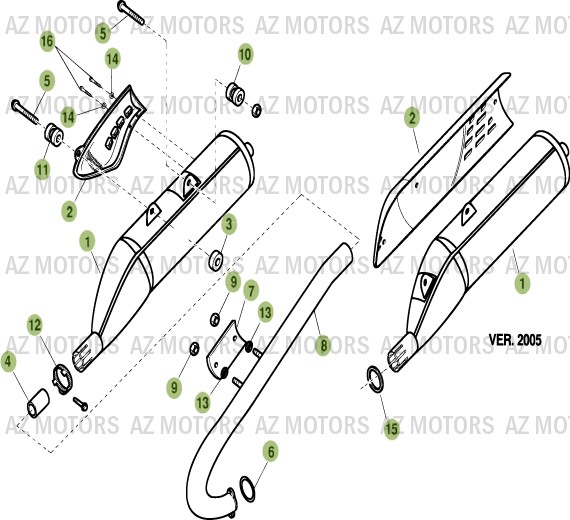 Echappement AZMOTORS PiÃ¨ces ALP 125cc [2007]