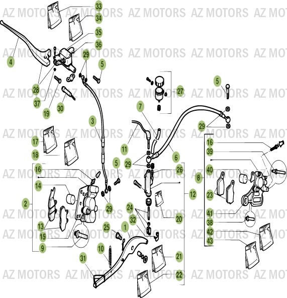 Freins 2 AZMOTORS PiÃ¨ces ALP 125cc [2007]