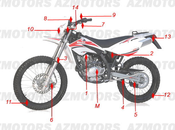 1 Consommables AZMOTORS PiÃ¨ces Beta RE 125 4T - 2009