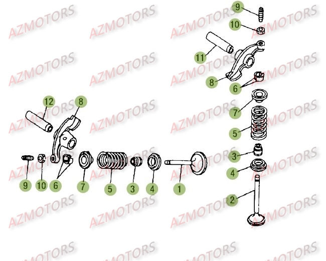 Cylindre Culasse Distribution 2 AZMOTORS PiÃ¨ces Beta RE 125 4T - 2009