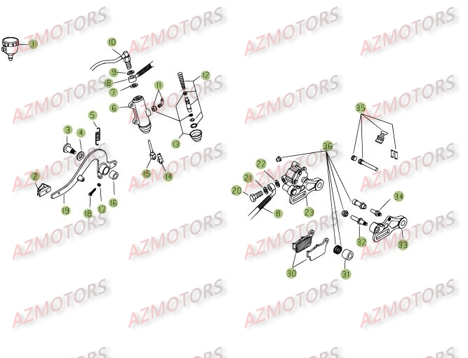 Freins Arriere AZMOTORS PiÃ¨ces Beta RE 125 4T - 2009