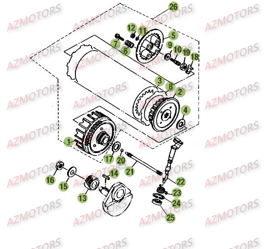 Transmission Embrayage AZMOTORS PiÃ¨ces Beta RE 125 4T - 2009