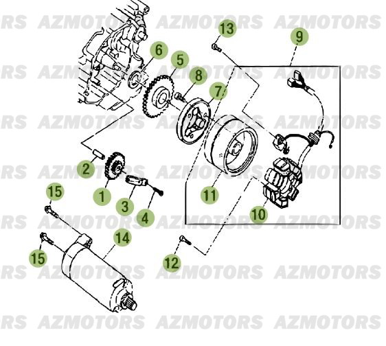 Demarrage Electrique AZMOTORS PiÃ¨ces Beta RE 125 4T - 2015-2014-2013