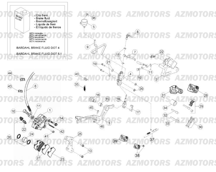 Freins No Serie 100371 A 19999 AZMOTORS PiÃ¨ces Beta RE 125 4T - 2015-2014-2013