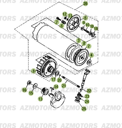 Transmission Embrayage AZMOTORS PiÃ¨ces Beta RE 125 4T - 2015-2014-2013