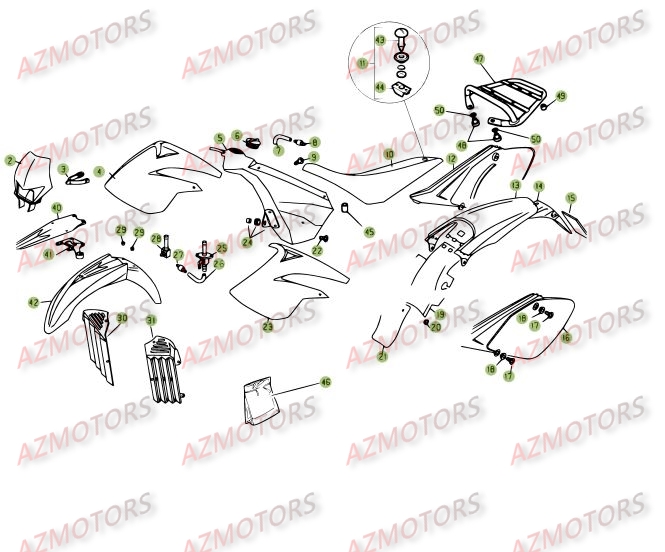 Carenages Reservoir Selle AZMOTORS PiÃ¨ces Beta RE 125 4T - 2008