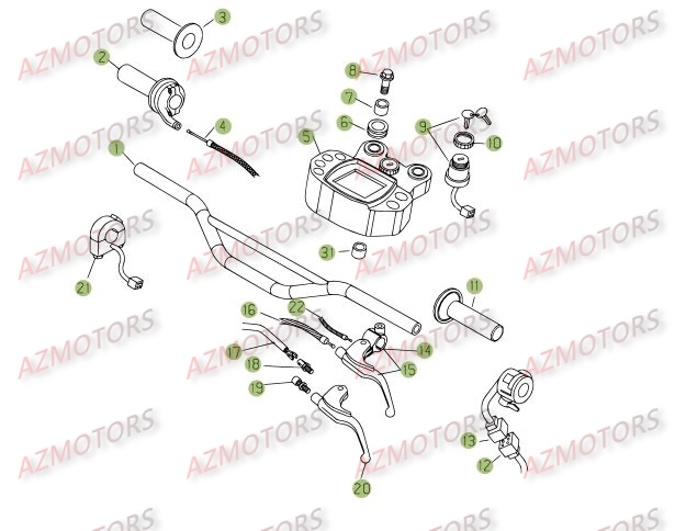 Commandes Guidon AZMOTORS PiÃ¨ces Beta RE 125 4T - 2008