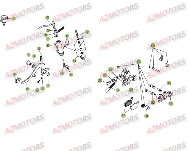 Freins Arriere AZMOTORS PiÃ¨ces Beta RE 125 4T - 2008
