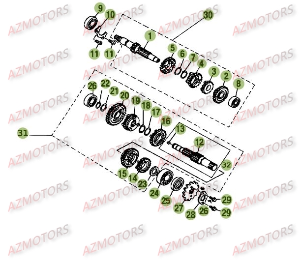 Boite A Vitesses AZMOTORS PiÃ¨ces Beta RE 125 4T - 2010-2011