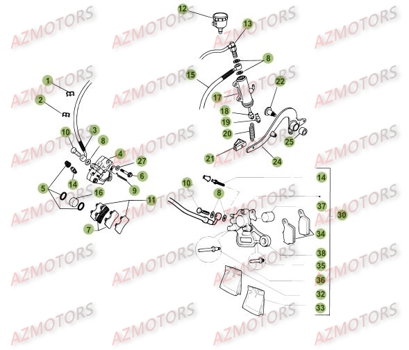 Freins AZMOTORS PiÃ¨ces Beta RE 125 4T - 2010-2011