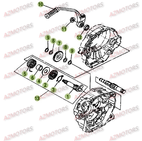 Kick Starter AZMOTORS PiÃ¨ces Beta RE 125 4T - 2010-2011