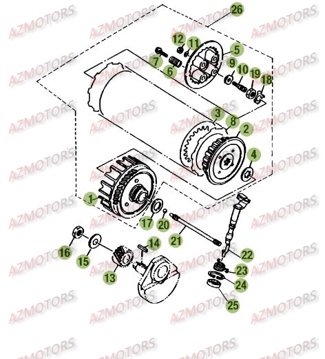 Transmission Embrayage AZMOTORS PiÃ¨ces Beta RE 125 4T - 2010-2011