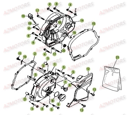 Carter Moteur AZMOTORS PiÃ¨ces Beta RE 125 4T - 2016