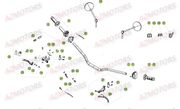Commandes Guidon AZMOTORS PiÃ¨ces Beta RE 125 4T - 2016