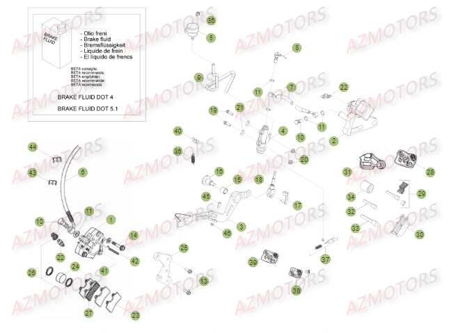 Freins AZMOTORS PiÃ¨ces Beta RE 125 4T - 2016