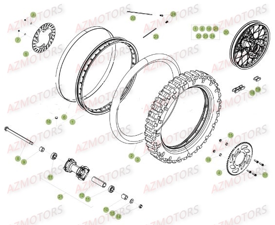 Roue Arriere AZMOTORS PiÃ¨ces Beta RE 125 4T - 2016