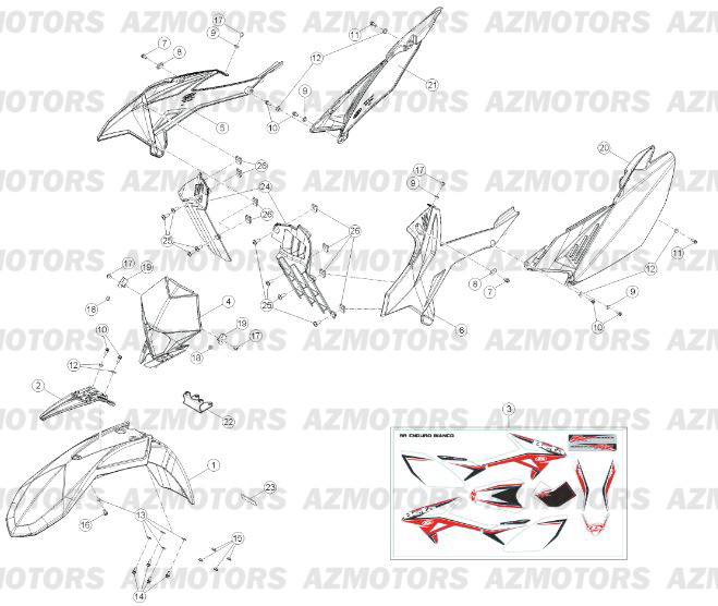 Carenages Reservoir Selle Avant No Serie 1505 A 99999 AZMOTORS PiÃ¨ces Beta RR 125 Enduro 4T - 2015-2014-2013