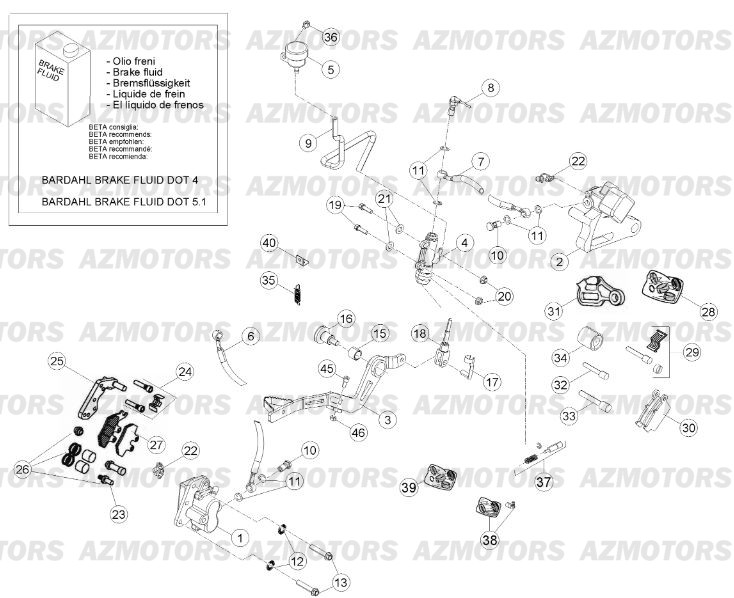Freins No Serie 1505 A 99999 AZMOTORS PiÃ¨ces Beta RR 125 Enduro 4T - 2015-2014-2013