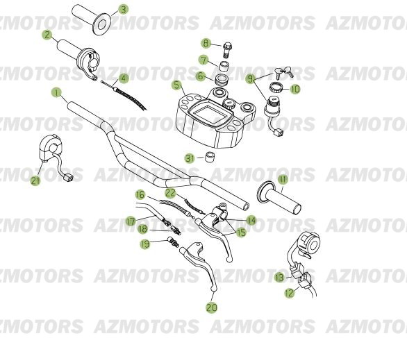 Commandes Guidon AZMOTORS PiÃ¨ces Beta RR 125 Enduro 4T - 2007