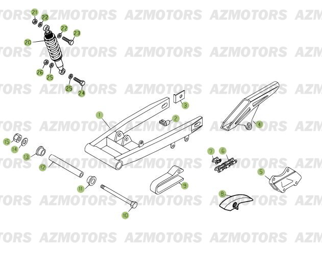 Fourche Arriere Suspension Ar AZMOTORS PiÃ¨ces Beta RR 125 Enduro 4T - 2007