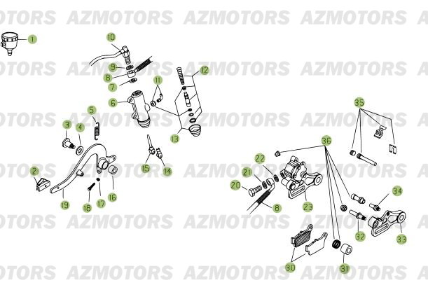 Freins Arriere AZMOTORS PiÃ¨ces Beta RR 125 Enduro 4T - 2007