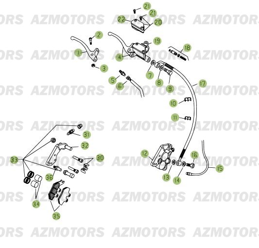 Freins Avant AZMOTORS PiÃ¨ces Beta RR 125 Enduro 4T - 2007