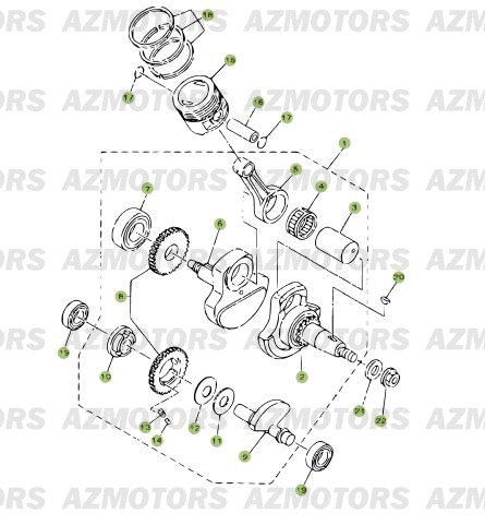 Vilebrequin Piston Contre Arbre AZMOTORS PiÃ¨ces Beta RR 125 Enduro 4T - 2007