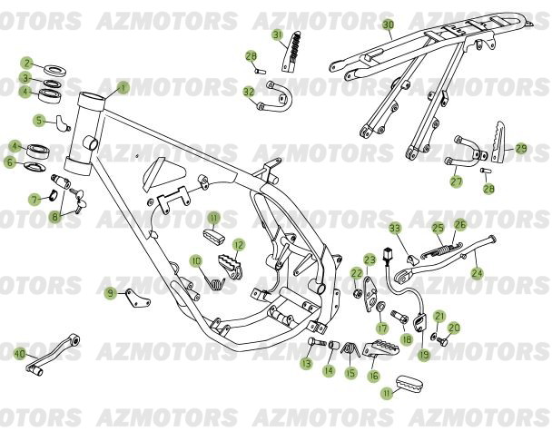 Accessoires Du Chassis AZMOTORS PiÃ¨ces Beta RR 125 Enduro 4T EURO3 - 2008