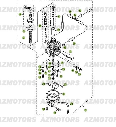 Carburateur 3 AZMOTORS PiÃ¨ces Beta RR 125 Enduro 4T EURO3 - 2008