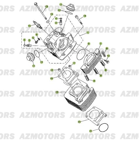Cylindre Culasse Distribution AZMOTORS PiÃ¨ces Beta RR 125 Enduro 4T EURO3 - 2008