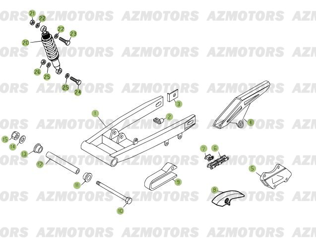 Fourche Arriere Suspension Ar AZMOTORS PiÃ¨ces Beta RR 125 Enduro 4T EURO3 - 2008