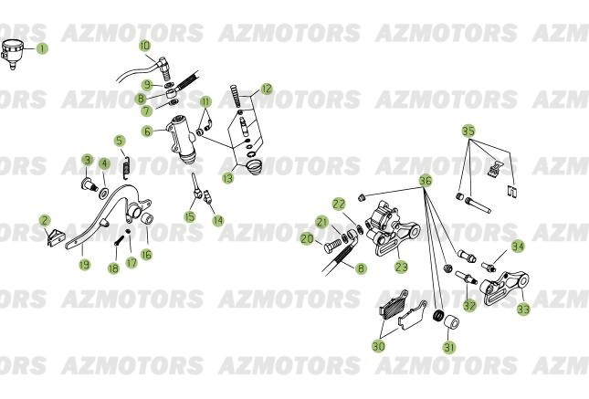 Frein Arriere AZMOTORS PiÃ¨ces Beta RR 125 Enduro 4T EURO3 - 2008