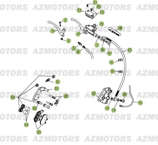 Frein Avant AZMOTORS PiÃ¨ces Beta RR 125 Enduro 4T EURO3 - 2008