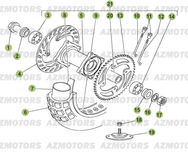 Roue Arriere AZMOTORS PiÃ¨ces Beta RR 125 Enduro 4T EURO3 - 2008