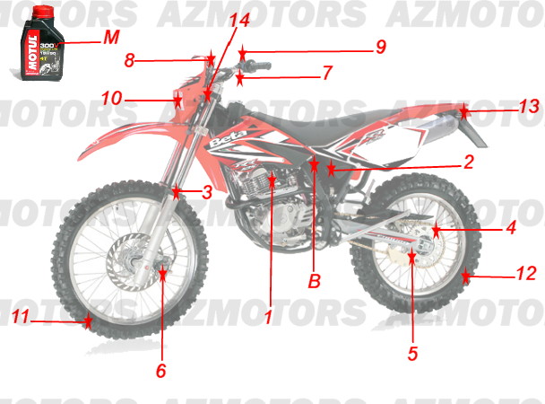 Consommables AZMOTORS PiÃ¨ces Beta RR 125 Enduro 4T - 2009