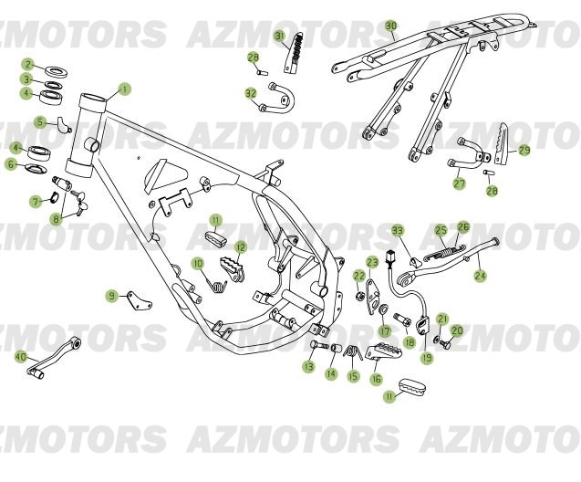 Accessoires Du Chassis AZMOTORS PiÃ¨ces Beta RR 125 Enduro 4T - 2009