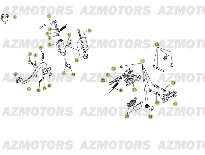 Freins Arriere AZMOTORS PiÃ¨ces Beta RR 125 Enduro 4T - 2009