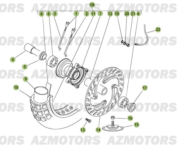 Roue Avant AZMOTORS PiÃ¨ces Beta RR 125 Enduro 4T - 2009