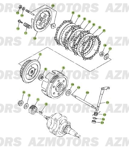 Transmission Embrayage AZMOTORS PiÃ¨ces Beta RR 125 Enduro 4T - 2009