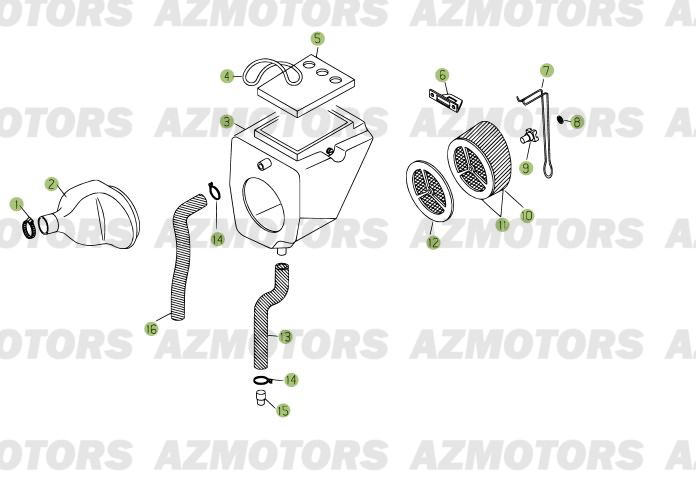 Boitier Du Filtre AZMOTORS PiÃ¨ces Beta RR 125 Enduro 4T - 2012/2010 CHASSIS 001052 Ã  001140