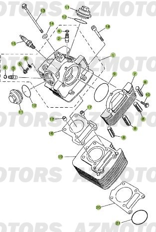 Cylindre   Culasse   Distribution AZMOTORS PiÃ¨ces Beta RR 125 Enduro 4T - 2012/2010 CHASSIS 001052 Ã  001140