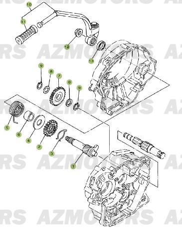 Kick   Starter AZMOTORS PiÃ¨ces Beta RR 125 Enduro 4T - 2012/2010 CHASSIS 001052 Ã  001140