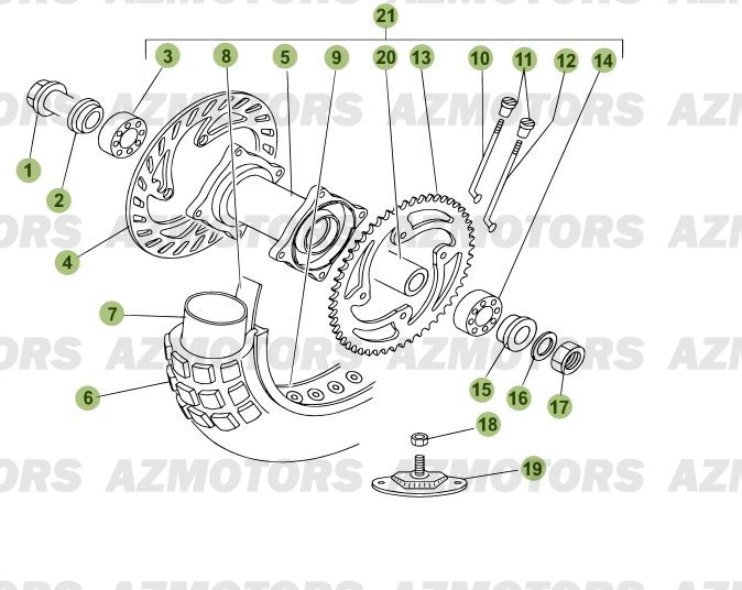 Roue Arriere AZMOTORS PiÃ¨ces Beta RR 125 Enduro 4T - 2012/2010 CHASSIS 001052 Ã  001140