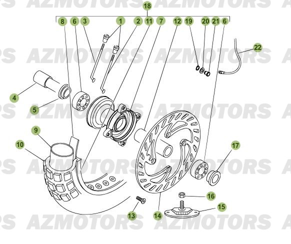 Roue Avant AZMOTORS PiÃ¨ces Beta RR 125 Enduro 4T - 2012/2010 CHASSIS 001052 Ã  001140