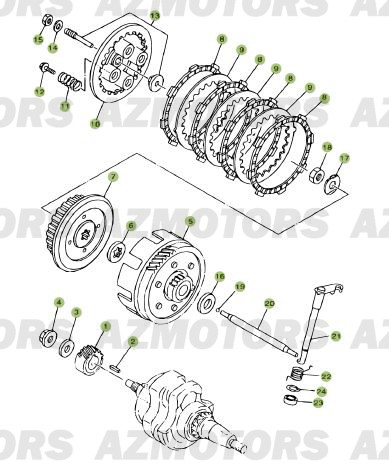 Transmission Embrayage AZMOTORS PiÃ¨ces Beta RR 125 Enduro 4T - 2012/2010 CHASSIS 001052 Ã  001140